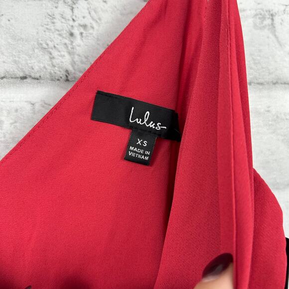 Lulus Manhatten Moment Berry Pink Ruffled Midi Wrap Dress Sz XS NEW - Picture 9 of 13